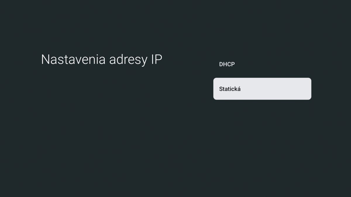 nastavenie pevnej ip wifi androidtv 323
