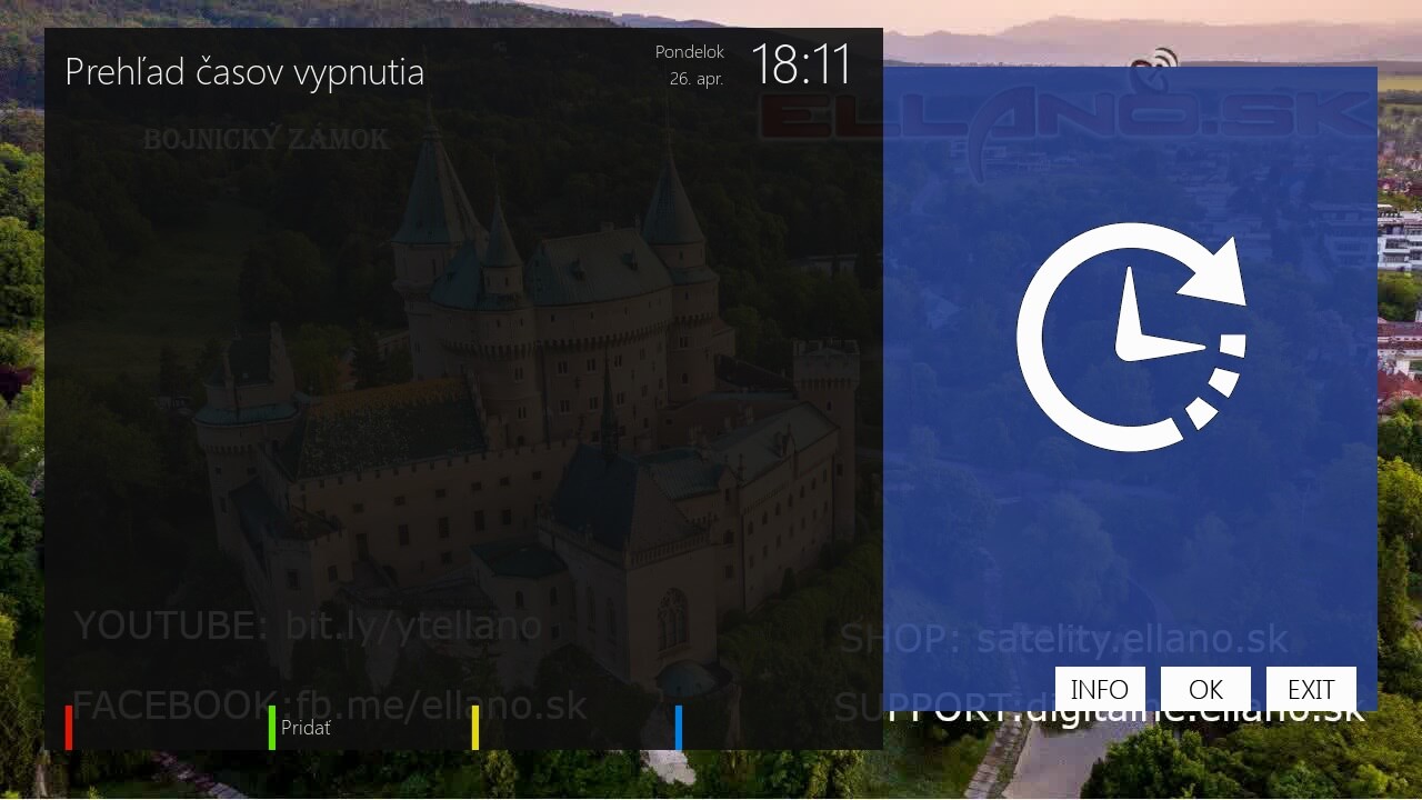 editácia časovačov vypnutia
