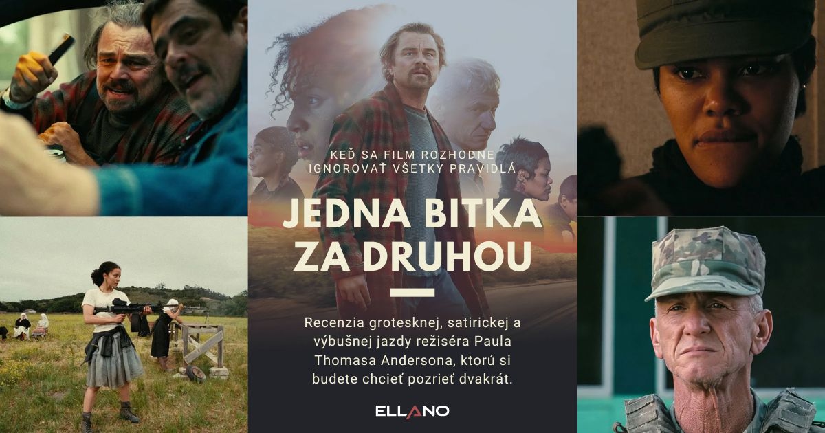 Koláž hlavných postáv filmu Jedna bitka za druhou od Paula Thomasa Andersona