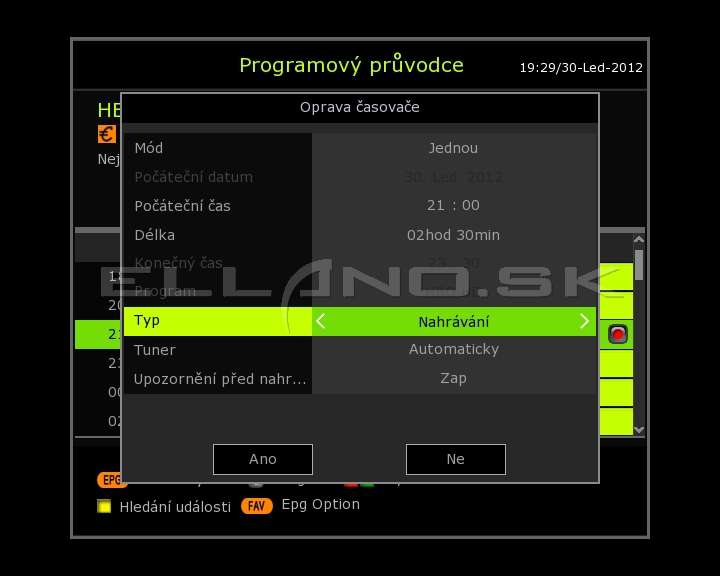 korekce asu epg
