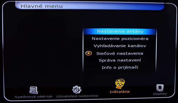 Menu Instalace