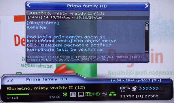 Informacni lista s informacnim oknem