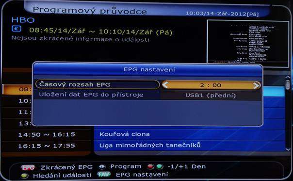 EPG - nastaveni