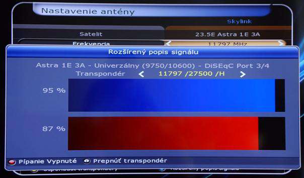 Jednoduchy meric signalu na zvolenem transponderu