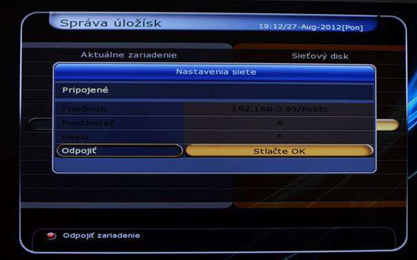 Pripojeni NAS serveru