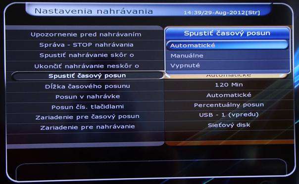 Automaticke nahravani permanentní timeshift