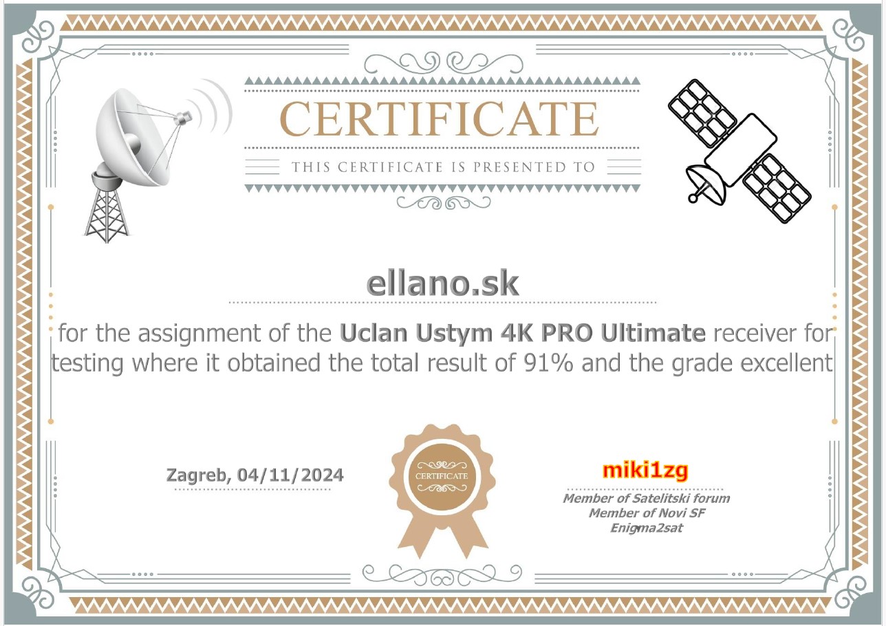 certifikat ellano uclan ustym 4k pro v4 ultimate 65441