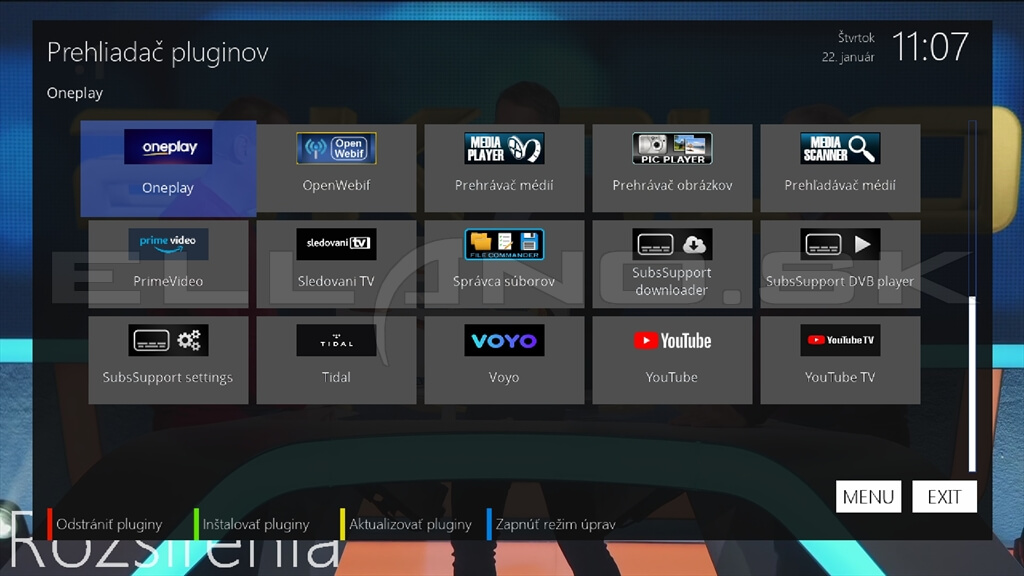 Nainštalované pluginy Enigma2 OpenATV 7.6 Opticum AX 4K HD60