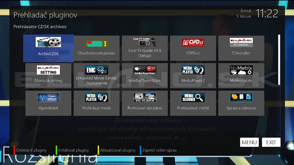 Nainštalované pluginy Enigma2 OpenATV 7.6 v Dreambox TWO 4K